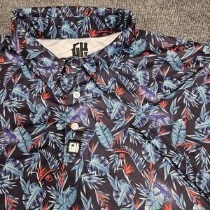 Greater Half GH Golf Polo Shirt Men L Skull Cinco De Mayo Guns All Over Print‎